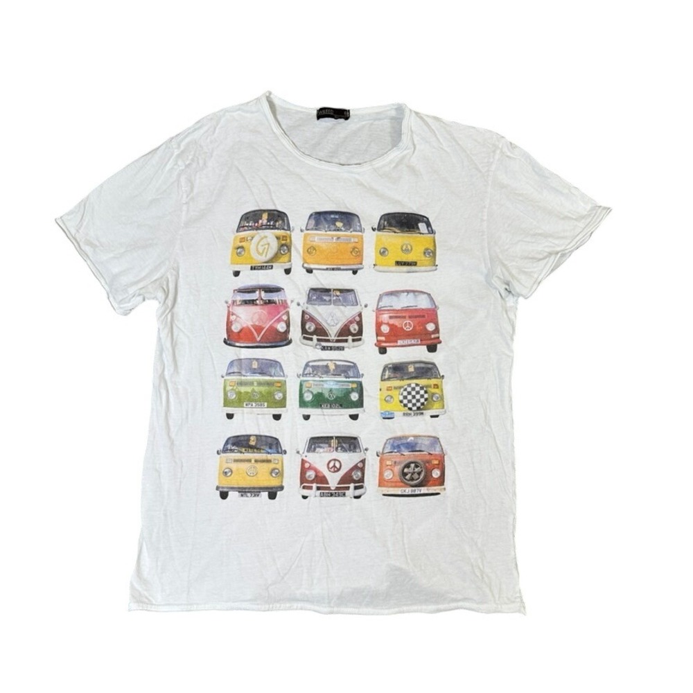 Wileed Mens XXL White Vintage Camper Van Graphic T-Shirt Made in Italy Cotton
